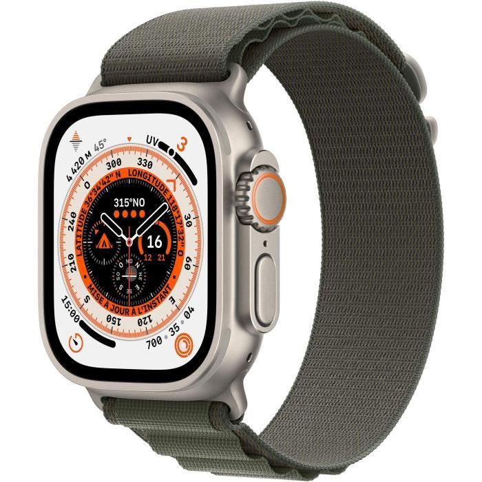 Apple Watch Ultra GPS + Cellular - 49mm - Titanium - Bracelet Green Alpine Loop - Large
