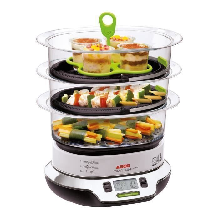 TEFAL VS405E00 - Cuiseur Vapeur VitaCuisine Compact verrines et support à œufs inclus - Argent