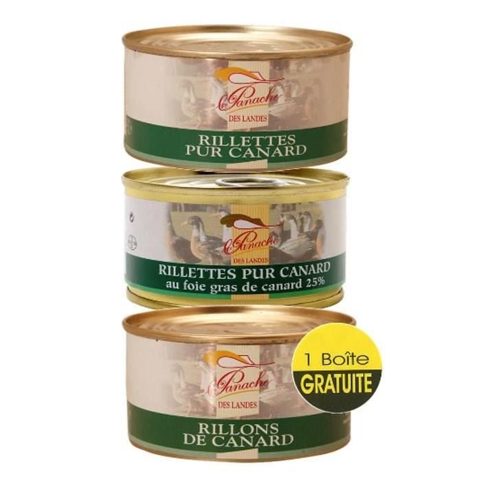 2 Rillettes Canard au Foie Gras et Nature 130g = 1 Rillons de Canard OFFERT - CHALOSSE