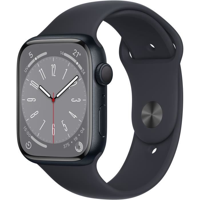 Apple Watch Series 8 GPS - 45mm - Boîtier Midnight Aluminium - Bracelet Midnight Sport Band - Regular