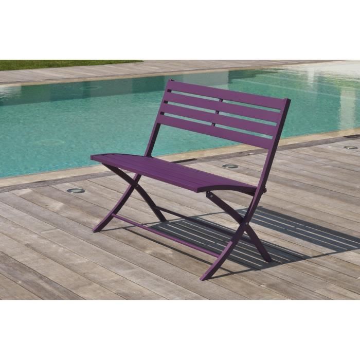 ALUMOB Banc de jardin pliant Marius en aluminium 97x16x97 cm - Aubergine