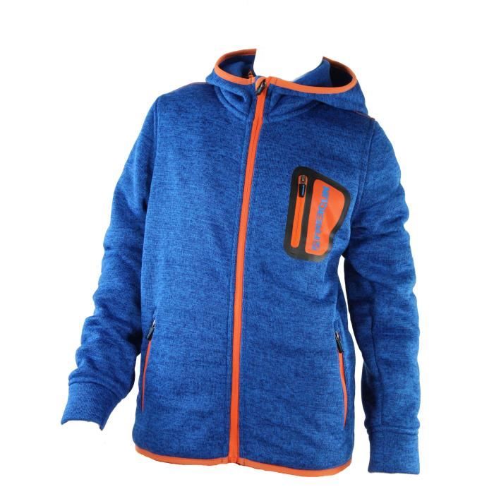 FREEGUN Veste maille avec capuche - Bleu - Enfant Garçon