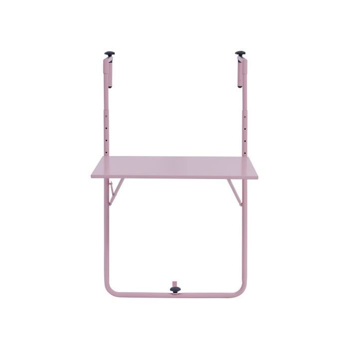 Table de balcon rabattable en Acier - 60 x 78 x 86-101 cm - Rose