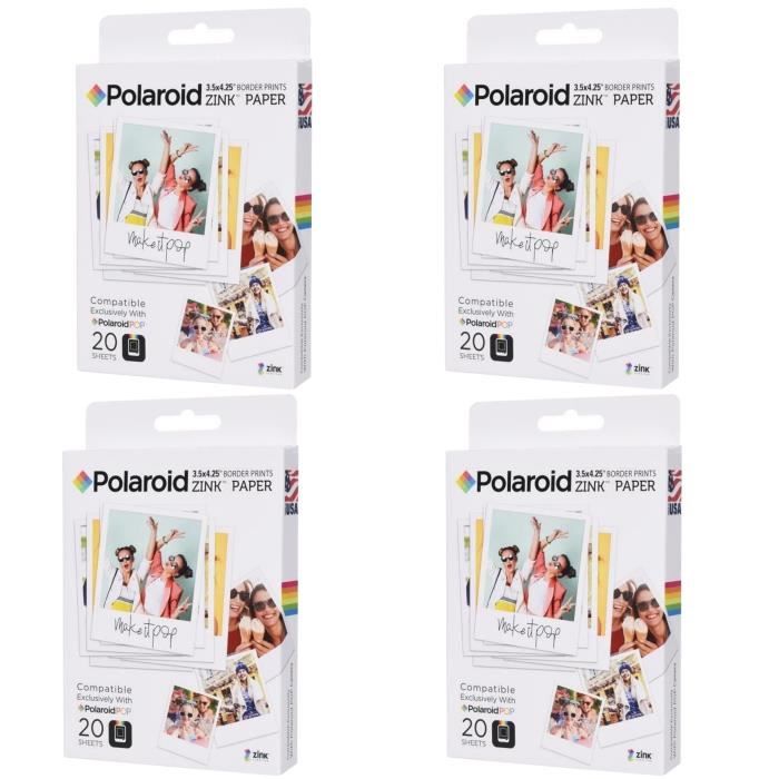Pack 4 POLAROID POLZL3X420 Papier photo 3-x4- pour appareil photo Polaroid POP 80 tirages