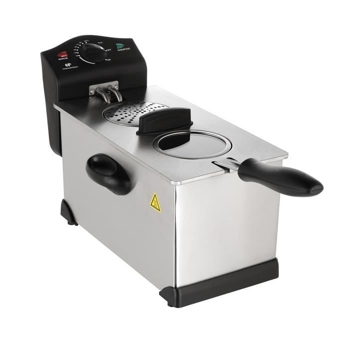 CONTINENTAL EDISON Friteuse électrique semi-professionnelle - avec huile - FR3DTIW - 3 L - Inox