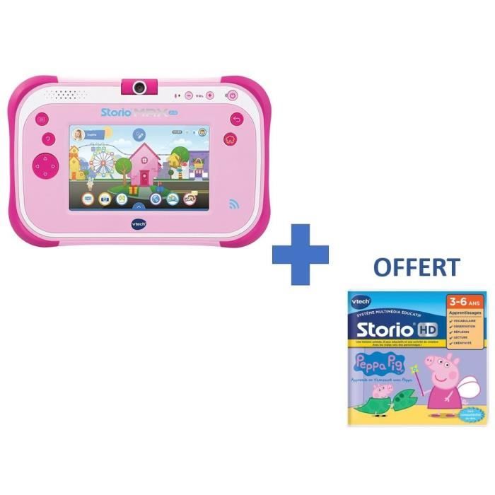 VTECH - Console Storio Max 2.0 5- Rose - Tablette Éducative Enfant 5 Pouces + 1 Jeu Peppa Pig OFFERT