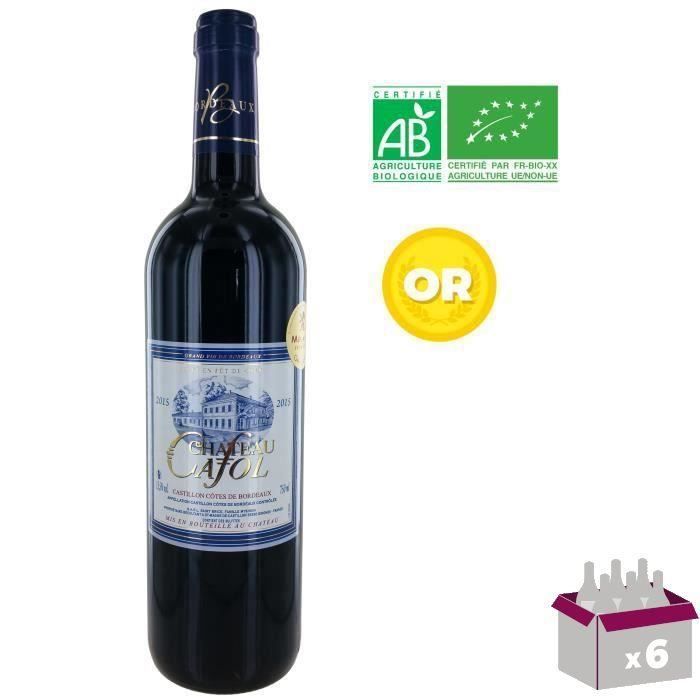 Château Cafol 2015 Castillon Côtes de Bordeaux - Vin rouge de Bordeaux - Bio x6