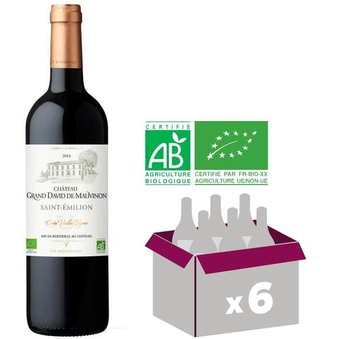 CHÂTEAU GRAND DAVID DE MAUVINON 2016 Cuvée Vieilles Vignes Saint Emilion Bordeaux BIO - Rouge - 6x 75 cl