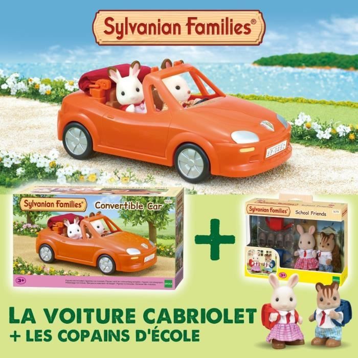 SYLVANIAN FAMILIES Voiture cabriolet 5227 + Les copains d'école 5170 - Les véhicules