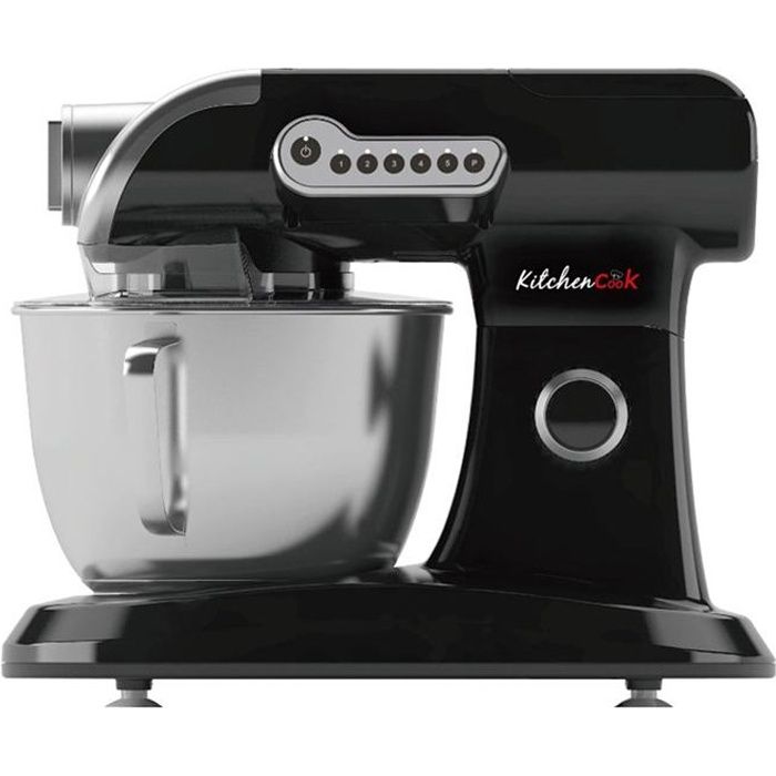 KITCHEN COOK Robot Pétrin Evolution Black - 1000W - Cuve Inox 5L - 4 vitesses - 5 positions + fonction Pulse - Bras inclinable 35°