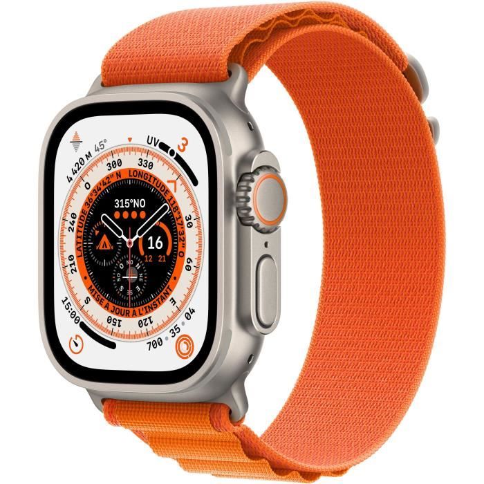 Apple Watch Ultra GPS + Cellular - 49mm - Titanium - Bracelet Orange Alpine Loop - Large