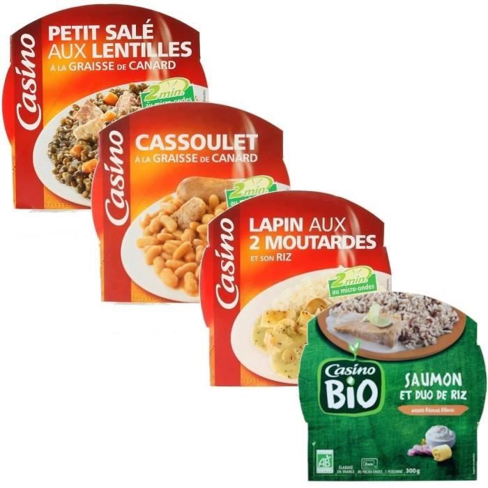 Casino - Assortiment de 4 plats cuisinés micro-ondes