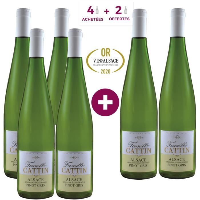 4 Achetées = 2 Offertes - Famille Cattin Pinot Gris 2019 Alsace - Vin blanc d'Alsace