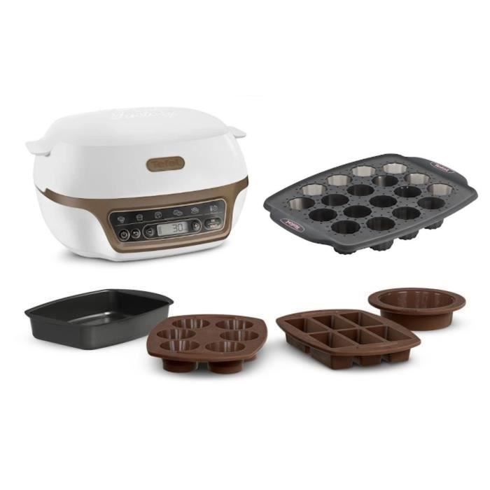 TEFAL KD802112 Cake Factory Machine intelligente à gâteau + Moule 18 minis cannelés Crispybake Silicone - 29x21 cm offert