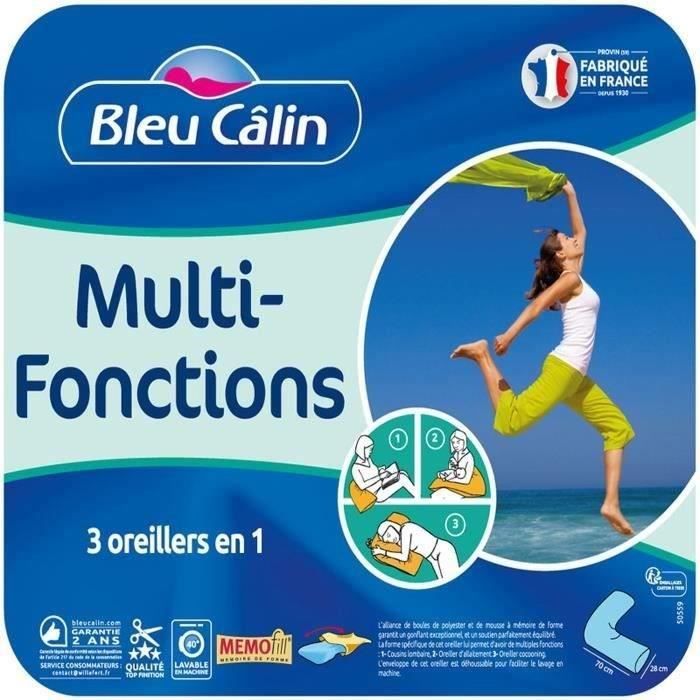 BLEU CALIN Oreiller MULTI-FONCTIONS MEMOFILL - Forme V - Bleu glacier