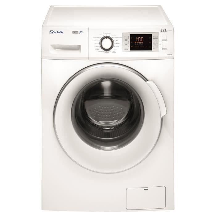 Lave-linge hublot VEDETTE VLF065ISW - 10 kg - Moteur induction - Classe A+++ - 1600 tours/min - Blanc