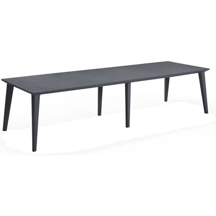 Table Design contemporain 320 cm Graphite - ALLIBERT BY KETER - 8 à 10 personnes avec allonge - LIMA