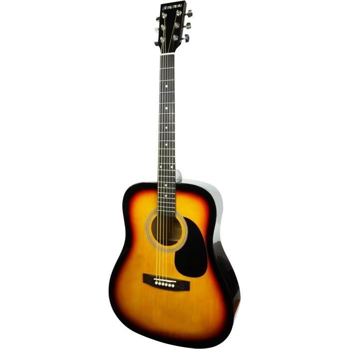 SUZUKI Guitare folk sunburst avec housse de protection