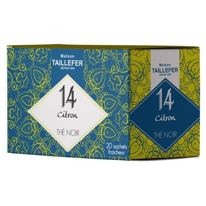 MAISON TAILLEFER Thé Noir Citron en Boite de 20 Sachets Individuels