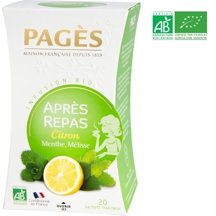 PAGES Infusion Après-Repas - Citron, Menthe, Mélisse - Bio