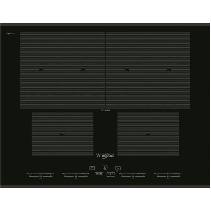 WHIRLPOOL SMO654OFBTIXL Plaque de cuisson induction - 4 zones - 7400 W - L 65 x P 51 cm - Revêtement verre Ixelium - Noir