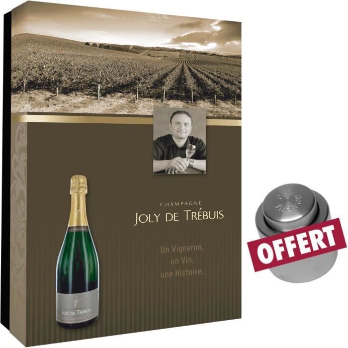 Coffret vide Joly de Trebuis pour 2 bouteilles et bouchon champagne