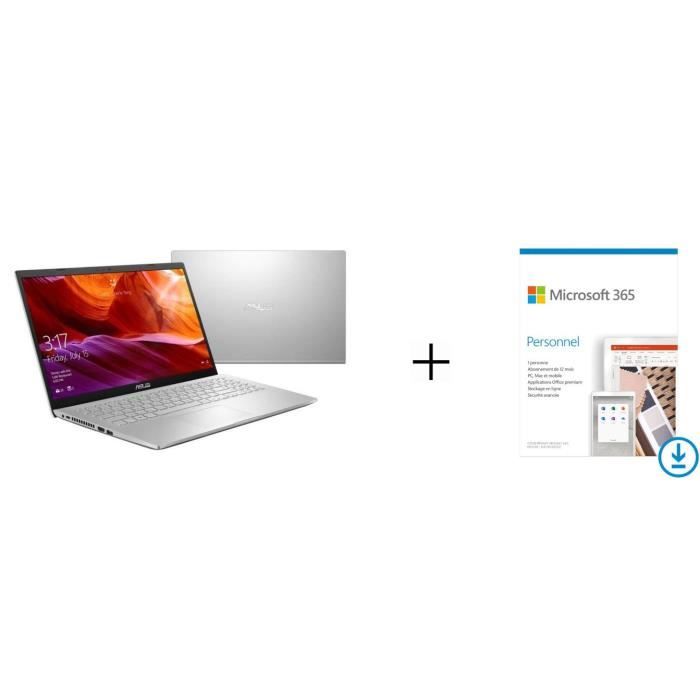 Pack ASUS PC portable Vivobook R509JA-EJ424T 15'' FHD - i5-1035G1 - 8Go - 512Go SSD - W10 + Microsoft 365 Personnel à télécharger