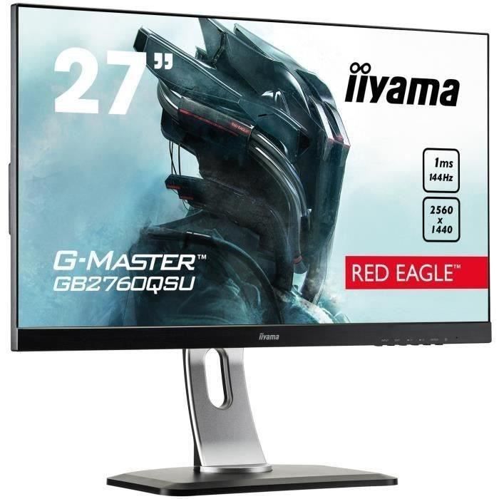 Ecran PC - IIYAMA G-Master Red Eagle GB2760QSU-B1 - 27- WQHD - Dalle TN - 1ms - 144Hz - DVI-D/DisplayPort/HDMI
