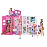 Barbie - Maison de vacances - Coffret et poupée, 4 zones et 11 accessoires