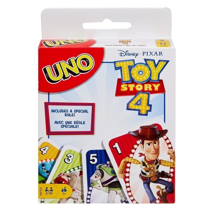 Mattel Games - Uno Toy Story 4 - Jeu de Cartes Famille - 2 à 10 joueurs - Dès 7 ans