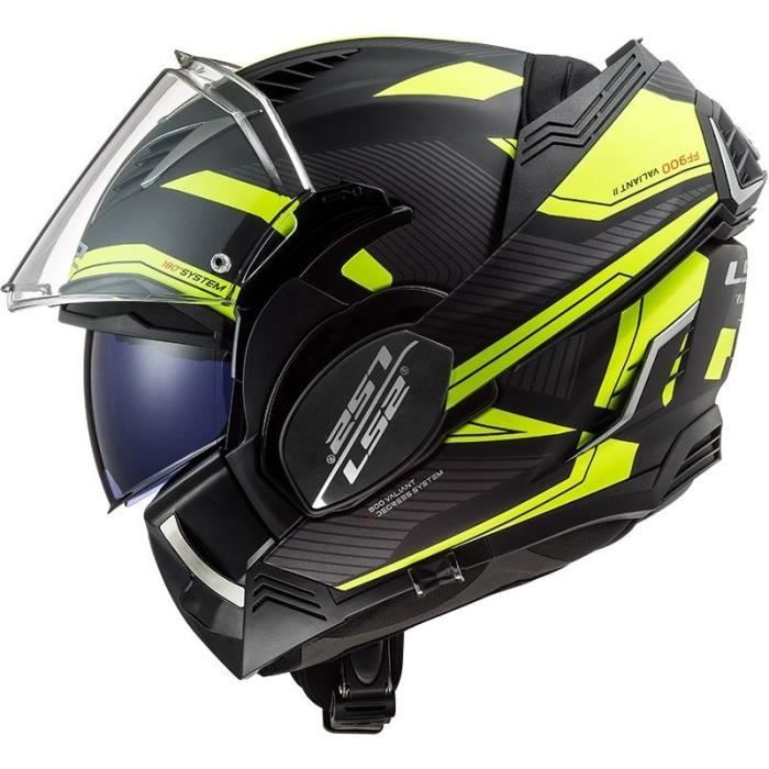 Casque modulable LS2 Valiant II Revo noir jaune + cagoule