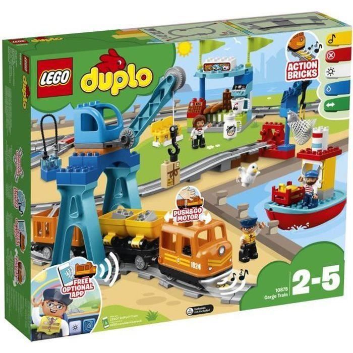 Lego® 10875 Duplo Le Train De Marchandises, Jeu Avec Son Et Lumière, Grue Avec Télécommande Jouet Pour Enfant 2-5 Ans
