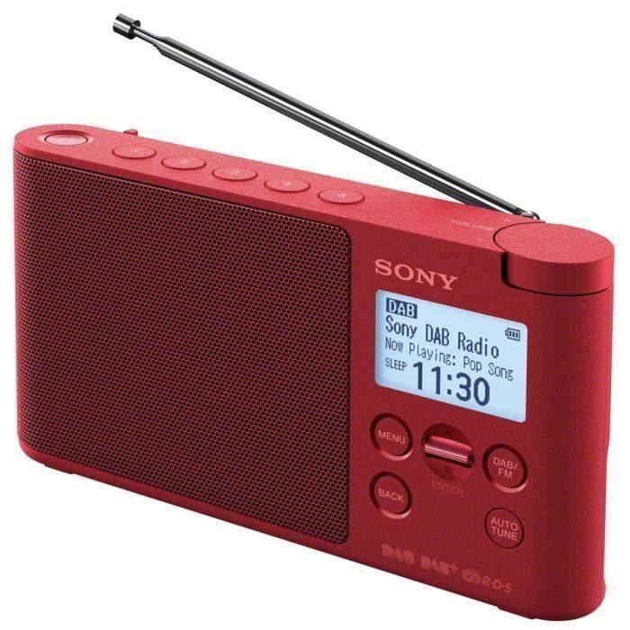 Sony - Xdrs41dr - Radio Portable Dab/dab+ - Préréglages Directs - Réveil Et Mise En Veille Programmable - Rouge