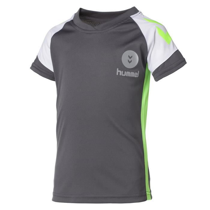 HUMMEL Maillot de Handball Campaign JR AH18 - Enfant Garçon - Noir Asphalte, Blanc et Vert Acide Lime