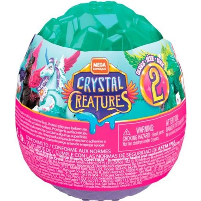 MEGA CONSTRUX Breakout Beasts Crystal Creatures - Créature surprise à construire et slime (modèle aléatoire) - Série #2 - 5 ans et +