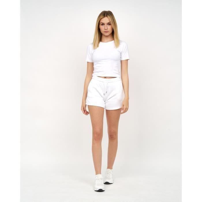 JUICE Crop T-Shirt Col Rond 100% Coton Biologique Blanc Femme