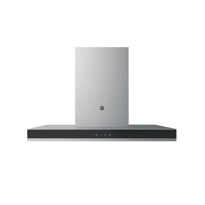 HOOVER HTS9CBK3X - Hotte Murale Déco - Larg 90 cm - Inox + verre - 66 dB max - 4 vitesses - Eclairage LED Blanche