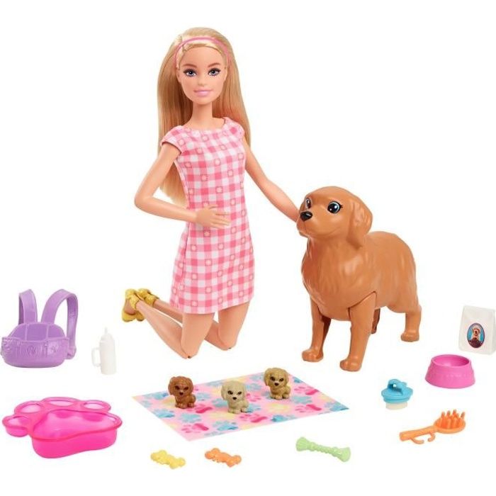 Barbie - Barbie Naissance Des Chiots - Poupée - Dès 3 ans