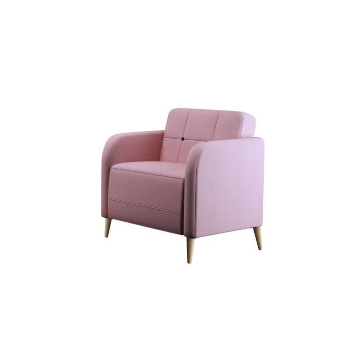 Fauteuil INKERI - Tissu rose - Scandinave - L 68 x P 69 cm