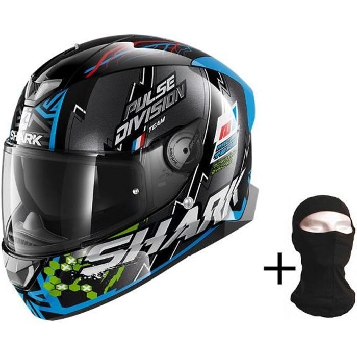 SHARK Casque moto Intégral Skwal 2.2 Noxxys + Cagoule - Noir et bleu