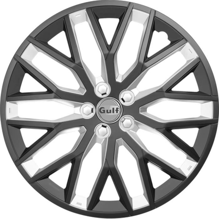 GULF GT40 4 Enjoliveurs 16 Pouces Facing Noir et Intérieur Argent