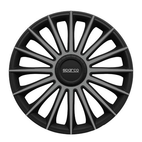 SPARCO Lot de 4 Enjoliveurs Treviso 16'' - Noir et Gris
