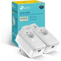 CPL 600 Mbps - TP-Link TL-PA4015P KIT - Prise CPL avec 1 Port Ethernet et Prise Intégrée - Boitier CPL Kit de 2