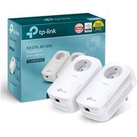 CPL 1300 Mbps - TP-Link TL-PA8015P KIT - Prise CPL avec 1 Port Ethernet Gigabit et Prise Intégrée - Boitier CPL Kit de 2