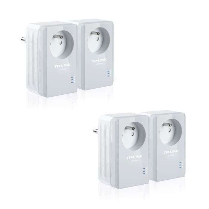 TP-Link TL-PA4015P KIT kit de 4 CPL 600 Mbps avec 1 Port Ethernet et Prise Intégrée - Solution idéale pour profiter du service Multi