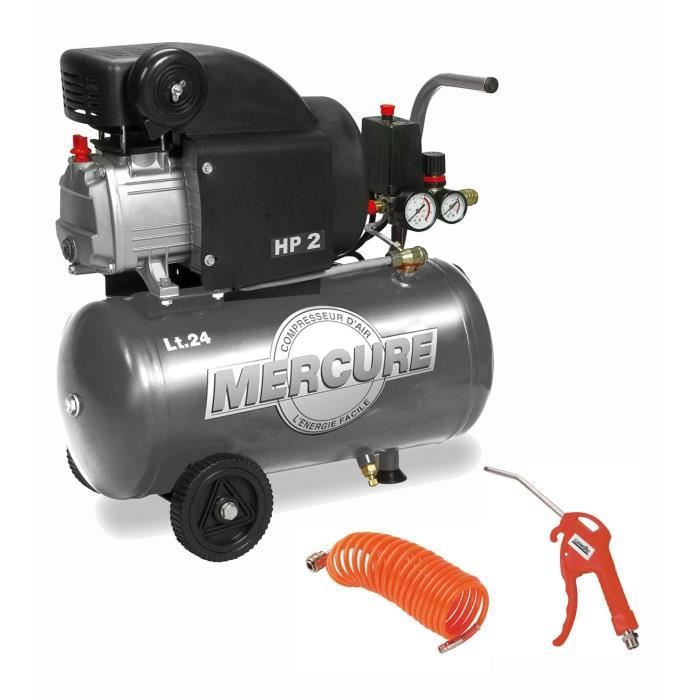 MERCURE Compresseur horizontal - Avec accessoires - 24 L - 1500 W