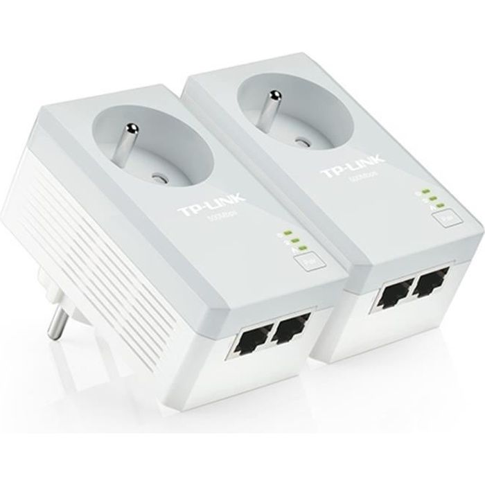 TP-Link TL-PA4025P KIT kit de 2 CPL 600 Mbps avec 2 Ports Ethernet et Prise Intégrée - Solution idéale pour profiter du service Mult
