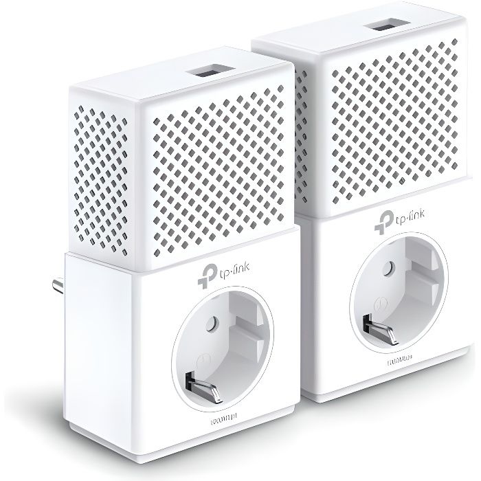 TP-Link TL-PA7010P KIT CPL 1000 Mbps avec 1 Port Ethernet Gigabit et Prise Intégrée, Kit de 2, Compatible avec tous les Anciens Modè