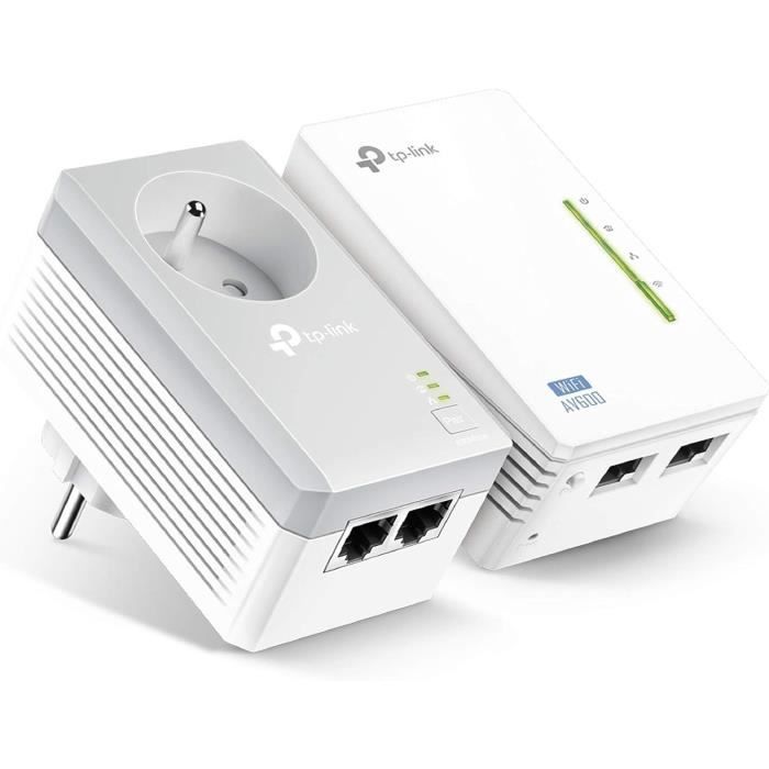 TP-Link TL-WPA4225 KIT kit de 2 CPL 600 Mbps Wi-Fi 300 Mbps avec 2 Ports Ethernet et Prise Intégrée -