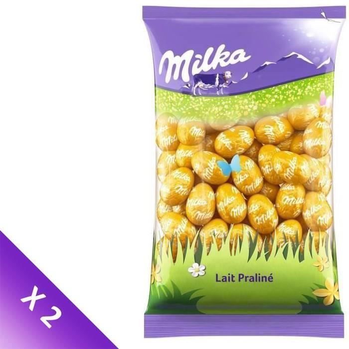 MILKA Chocolats de Pâques - Lot de 2 sachets de Petits Œufs Lait Praliné 500g
